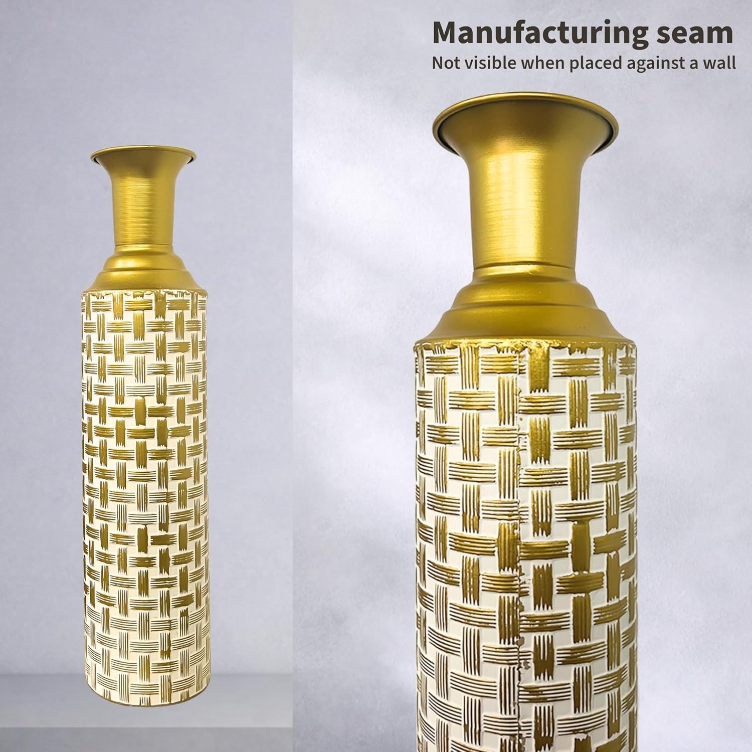 Leewadee Set van 3 Decoratieve Vloervazen Goud/Wit - 65/53/41 cm