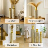 Leewadee Set van 3 Decoratieve Vloervazen Goud/Wit - 65/53/41 cm