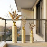 Leewadee Set van 3 Decoratieve Vloervazen Goud/Wit - 65/53/41 cm