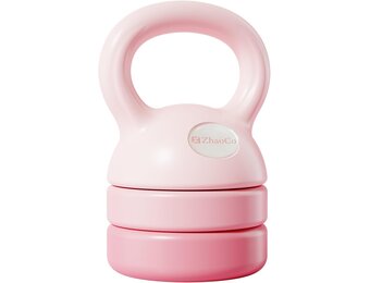 ZhaoCo Kettlebell voor vrouwen, verstelbare kettlebell-gewichten, 12 lb, fitness voor training van het hele lichaam en krachttraining thuis of in de sportschool (lichtroze)