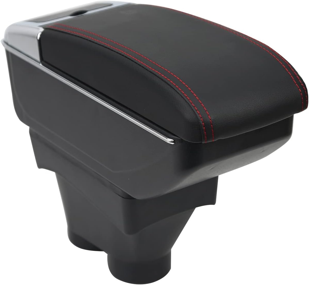 Armsteun compatibel met Peugeot 208 2012-2018 Armleuninghouder opbergvak dubbele opbergruimte Zwart met Bekerhouder