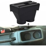 Armsteun compatibel met Peugeot 208 2012-2018 Armleuninghouder opbergvak dubbele opbergruimte Zwart met Bekerhouder