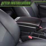 Armsteun compatibel met Peugeot 208 2012-2018 Armleuninghouder opbergvak dubbele opbergruimte Zwart met Bekerhouder