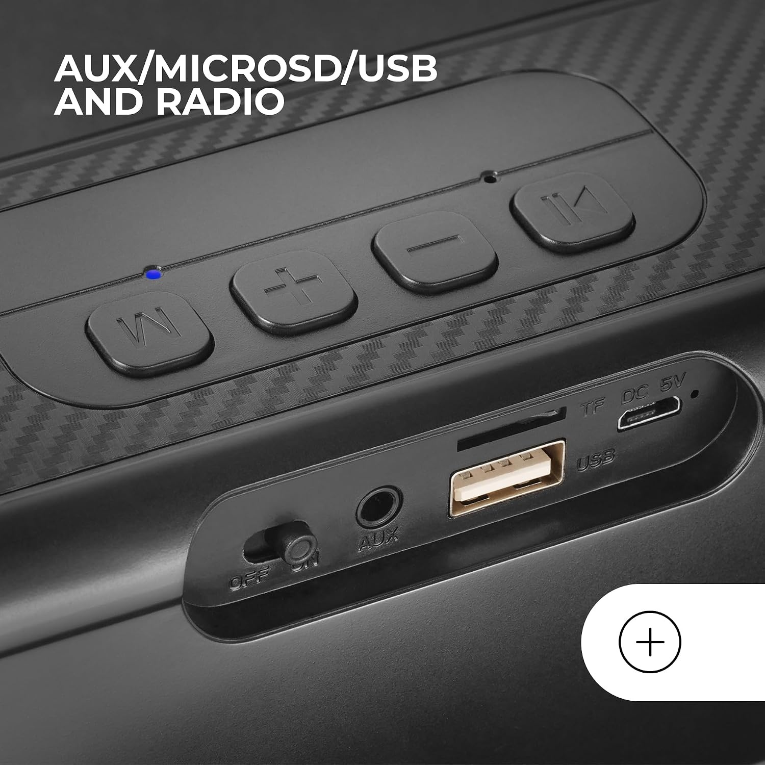 Mars Gaming MSB-XT, Draagbare Luidspreker + Soundbar 2in1, Dynamische RGB Verlichting, 4 Drivers 20W Geluidssysteem, Bluetooth 5.3 Luidspreker + AUX/MicroSD/USB/FM Radio, Zwart