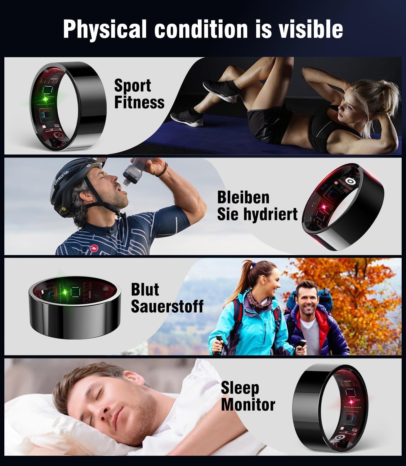 Smart Ring 7e Gen - Hartslag, Slaap, SpO2 & Sport - IP68 Waterdicht - 59% Korting