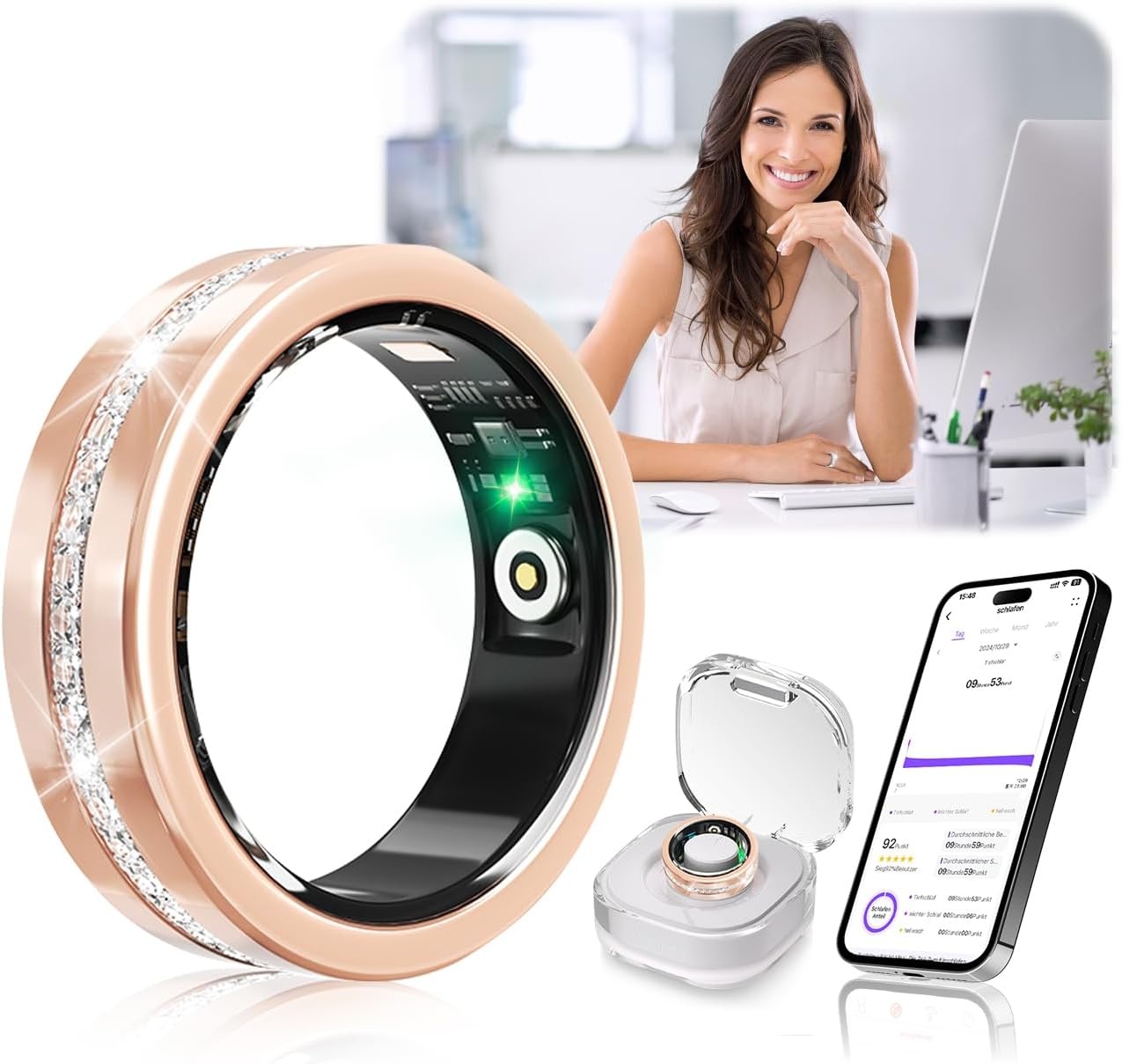 Slimme Ring met Diamanten: Fitness & Slaap Tracker (59% Korting)