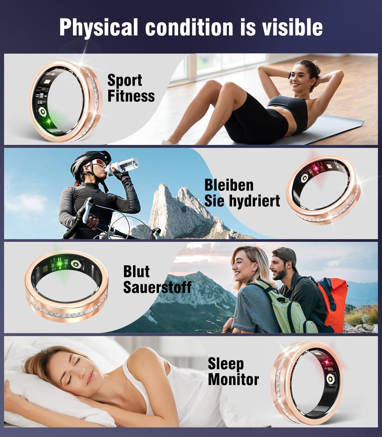 Slimme Ring met Diamanten: Fitness & Slaap Tracker (59% Korting)