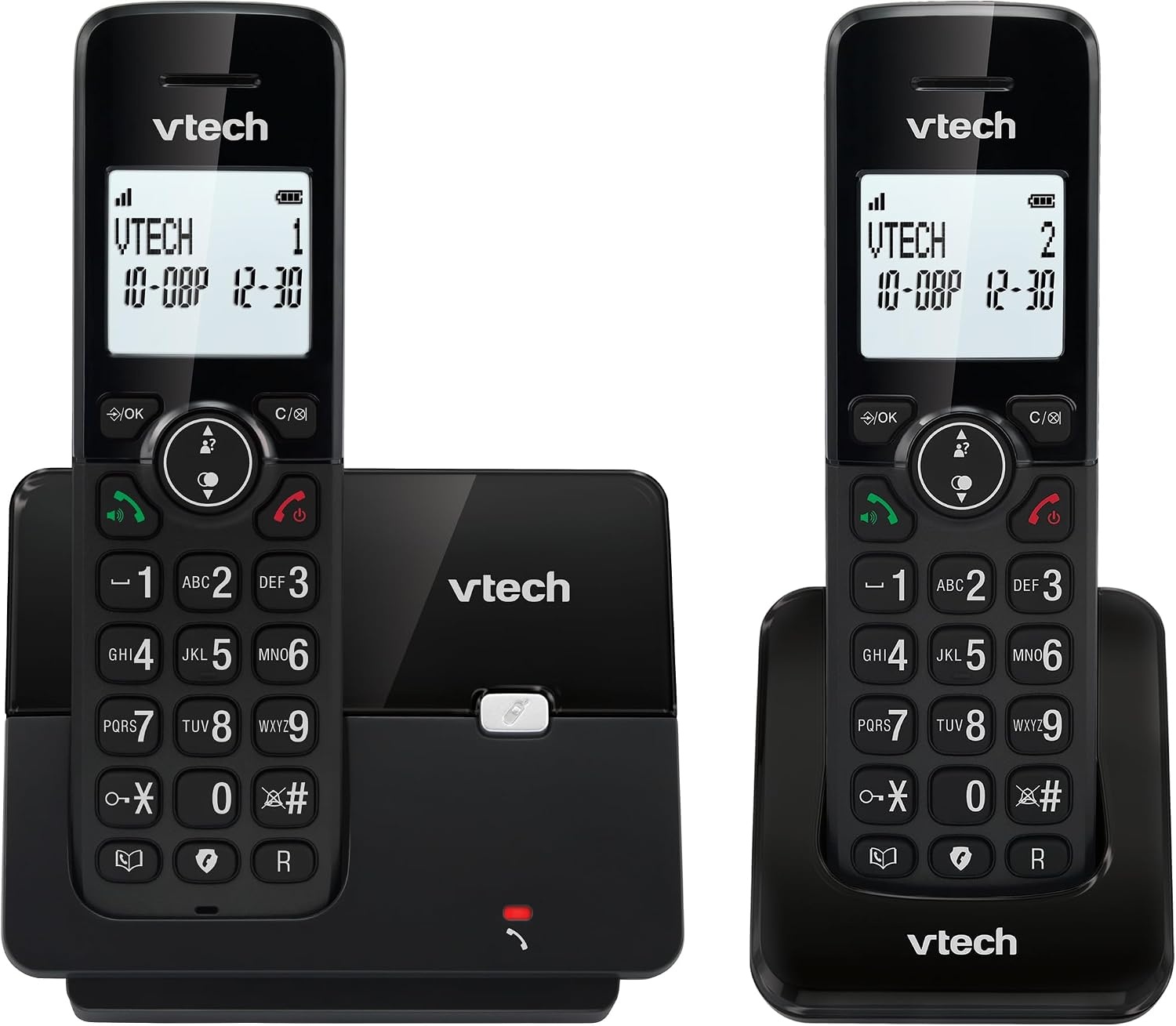 VTECH CS2001 Draadloze DECT-telefoon met 2 handsets voor thuis met ongewenste oproepblokkering, betrouwbaar lang bereik tot 300 m, nummerherkenning