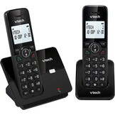 VTECH CS2001 Draadloze DECT-telefoon met 2 handsets voor thuis met ongewenste oproepblokkering, betrouwbaar lang bereik tot 300 m, nummerherkenning