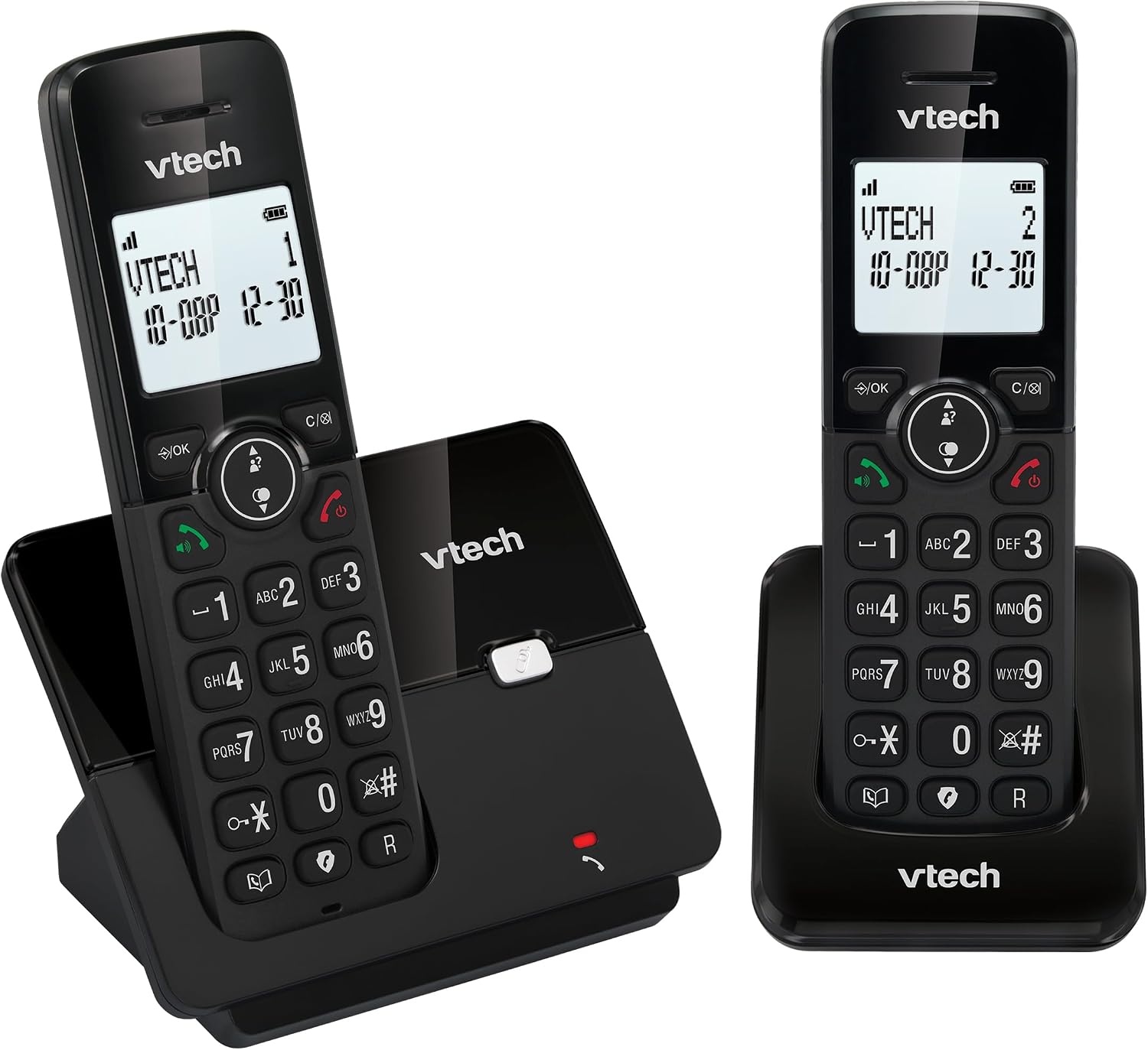 VTECH CS2001 Draadloze DECT-telefoon met 2 handsets voor thuis met ongewenste oproepblokkering, betrouwbaar lang bereik tot 300 m, nummerherkenning