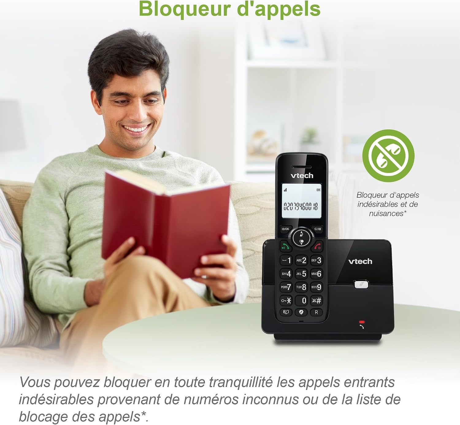 VTECH CS2001 Draadloze DECT-telefoon met 2 handsets voor thuis met ongewenste oproepblokkering, betrouwbaar lang bereik tot 300 m, nummerherkenning