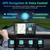 Carpuride Car Stereo, Portable Wireless Carplay & Android Auto,7 Inch 1080P HD Touch Screen Radio with BT 5.0, Mirror Link Support Truck RV Dash Mount