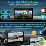 Carpuride Car Stereo, Portable Wireless Carplay & Android Auto,7 Inch 1080P HD Touch Screen Radio with BT 5.0, Mirror Link Support Truck RV Dash Mount