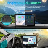 Carpuride Car Stereo, Portable Wireless Carplay & Android Auto,7 Inch 1080P HD Touch Screen Radio with BT 5.0, Mirror Link Support Truck RV Dash Mount