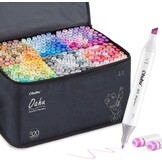 Ohuhu 320 Kleuren, Dubbele Punt Beitelpunt & Fijne Punt Permanente Markerstiften Kunstmarkers, Highlighter Pen met Etui voor Volwassenen Tekenen Schetsen Inkleuren Markeren en Onderstrepen