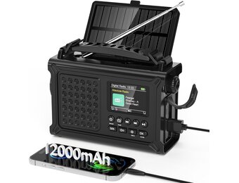 Mesqool DAB+/FM Noodradio met 12000mAh Accu en Zonnepaneel - Zwart