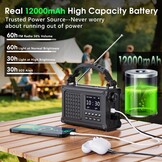 Mesqool DAB+/FM Noodradio met 12000mAh Accu en Zonnepaneel - Zwart