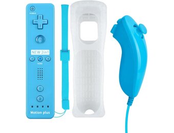 QUMOX Wii Remote met Motion Plus en Nunchuk Controller - Blauw