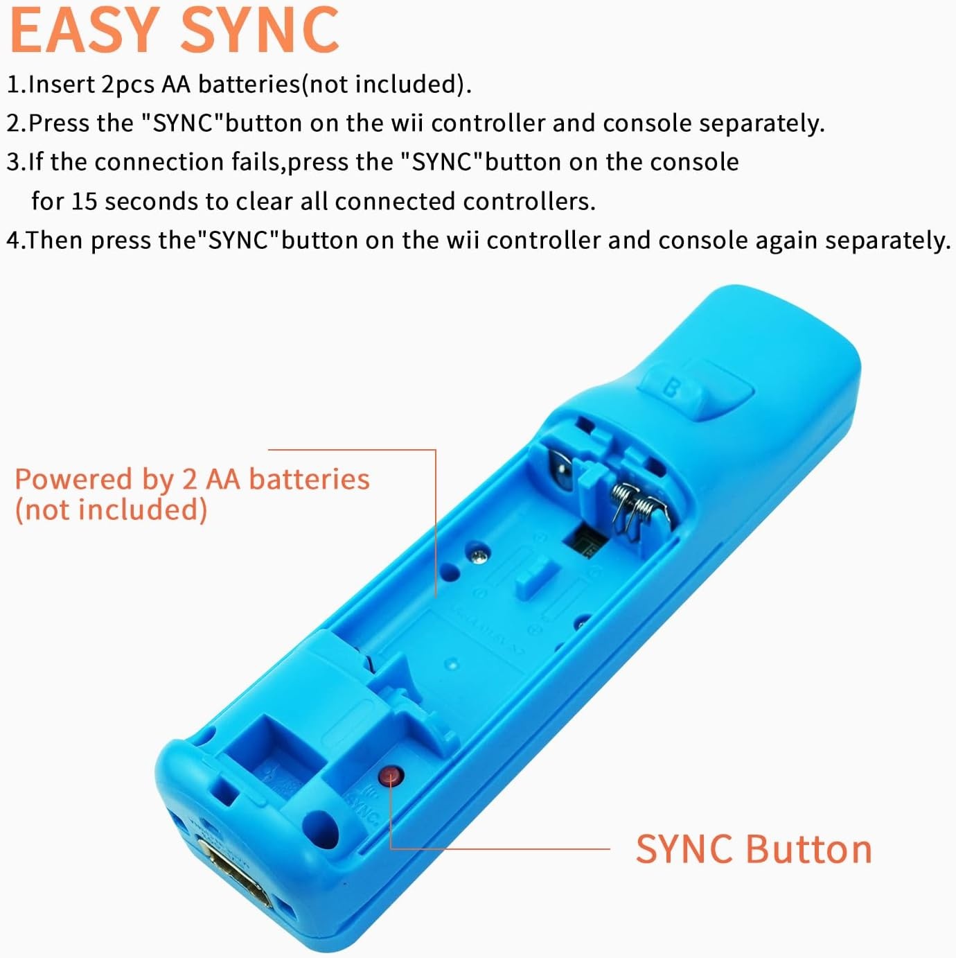 QUMOX Wii Remote met Motion Plus en Nunchuk Controller - Blauw