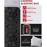 Slaapzak Outdoor zomer: Ohuhu dubbele slaapzak met 2 kussens en draagtas, waterdicht, licht, voor 2 personen, volwassenen, slaapzakken voor kamperen, backpacken, wandelen