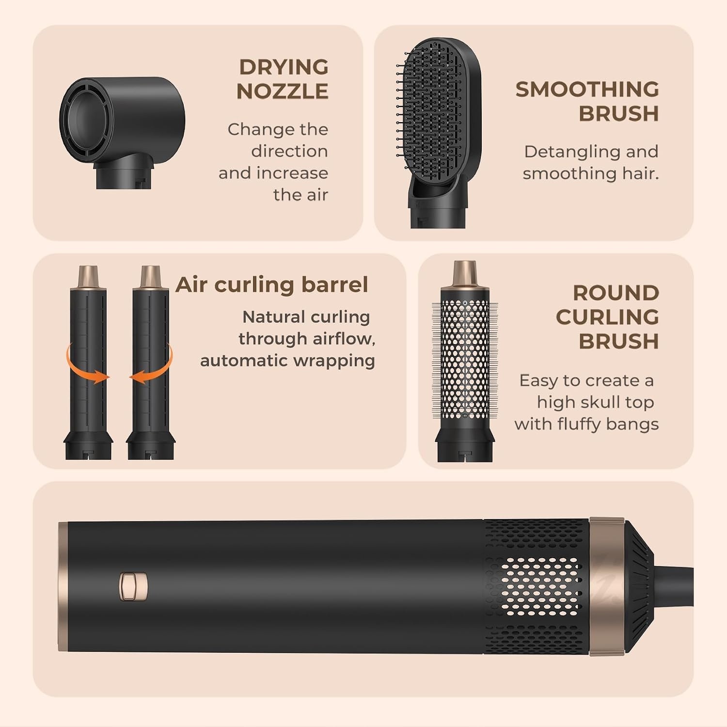 5-in-1 Airstyler Warmeluchtborstelset 1000W - Nu 57% Korting!
