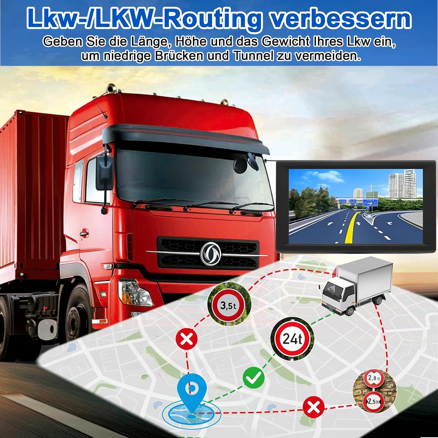 iPalamila 9 inch GPS Navigatiesysteem voor Auto, Vrachtwagen en Camper met Europa Kaarten