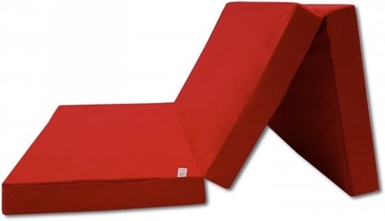 Opvouwbaar Logeermatras 200x80x10cm - 3-delig - Rood met Draagtas