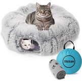 TREKAM Katten Tunnel Bed 150 cm - Grijs - Inklapbare Kattentunnel met Deken en Draagtas