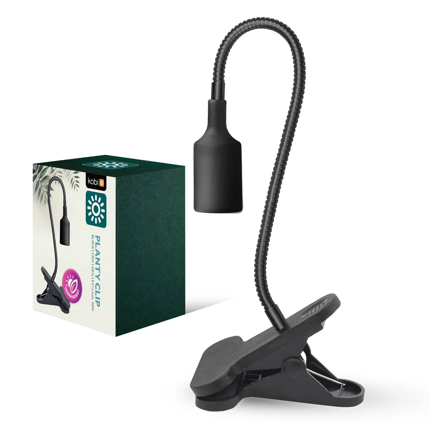 KOBI LIGHT PLANTY CLIP B Klembare Bureaulamp E27 Zwart