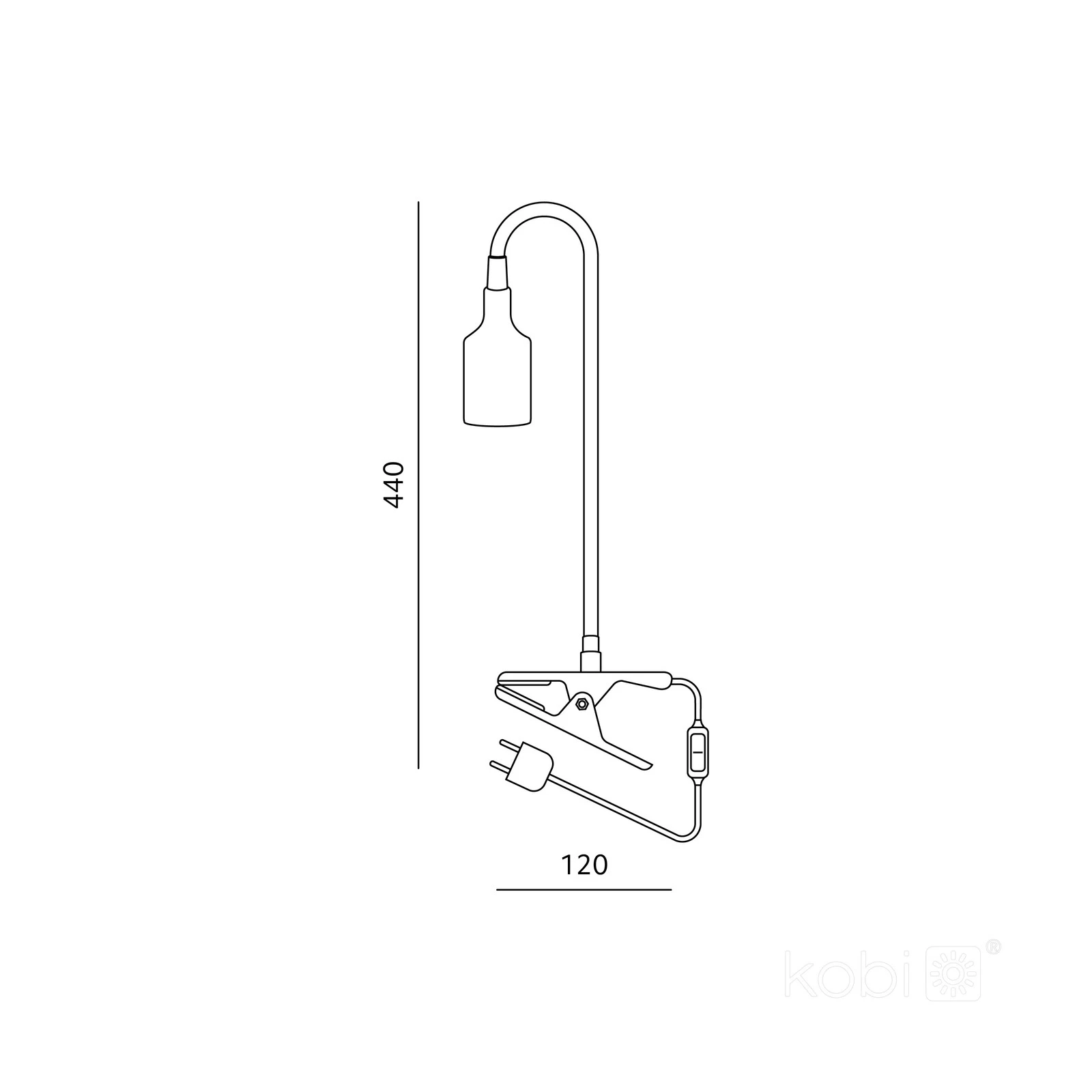 KOBI LIGHT PLANTY CLIP B Klembare Bureaulamp E27 Zwart