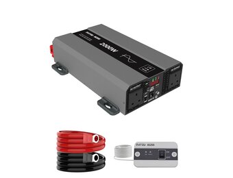 DATOUBOSS 2000W Power Inverter 12V DC to 240V AC Pure Sine Wave Inverter, Car Inverter 12V to 240V with AC Sockets Dual Car Adapter With LED Display Suitable for Home, RV, Camper, Truck