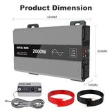 DATOUBOSS 2000W Power Inverter 12V DC to 240V AC Pure Sine Wave Inverter, Car Inverter 12V to 240V with AC Sockets Dual Car Adapter With LED Display Suitable for Home, RV, Camper, Truck