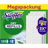 Swiffer Stofdoeken, 120 droge microvezeldoeken en 3 vloerdoekjes, vangt stof en vuil op, ideaal voor alle soorten vloeren en dierenharen, maxi-formaat