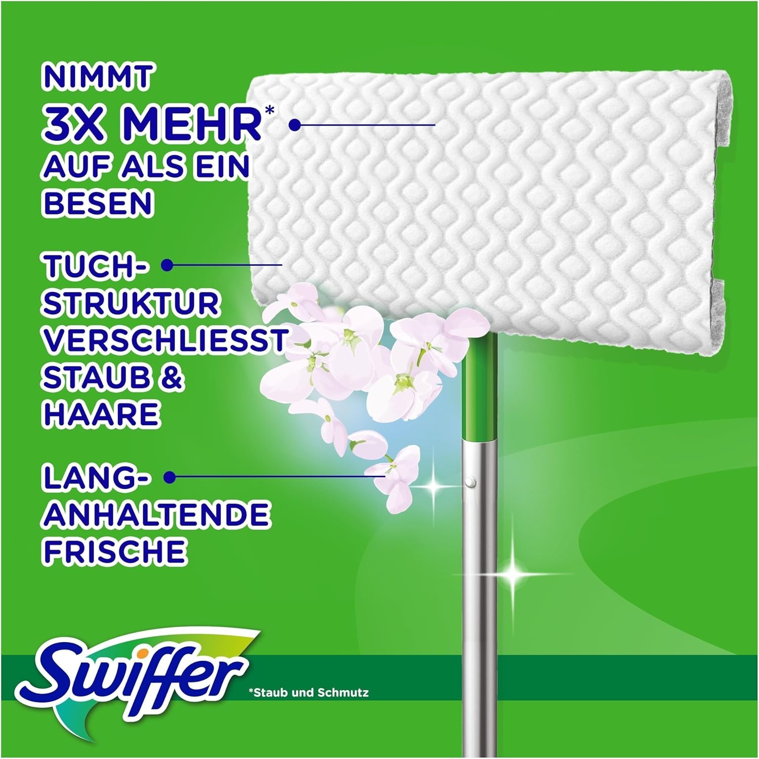 Swiffer Stofdoeken, 120 droge microvezeldoeken en 3 vloerdoekjes, vangt stof en vuil op, ideaal voor alle soorten vloeren en dierenharen, maxi-formaat