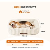 Upvilla Orthopedisch hondenbed voor grote honden met hoog kussen, corduroy, hondensofa, wasbaar, hondenbedden met antislip onderkant, beige, 91,5 x 69 x 20 cm