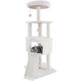 TWDEPART Kattenboom kattentoren met krabpalen voor katten binnen katten, kattenmeubilair activiteitencentrum klimboom met grote kattenappartement en hangende ballen, beige