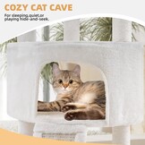 TWDEPART Kattenboom kattentoren met krabpalen voor katten binnen katten, kattenmeubilair activiteitencentrum klimboom met grote kattenappartement en hangende ballen, beige