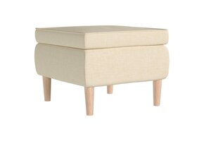 Crèmekleurige Stoffen Kruk met Houten Poten - 46% Korting!