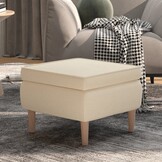 vidaXL Kruk Crèmekleurig - Stof & Hout - 34% Korting
