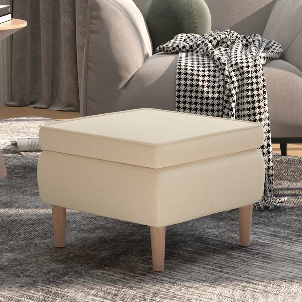 vidaXL Kruk Crèmekleurig - Stof & Hout - 34% Korting