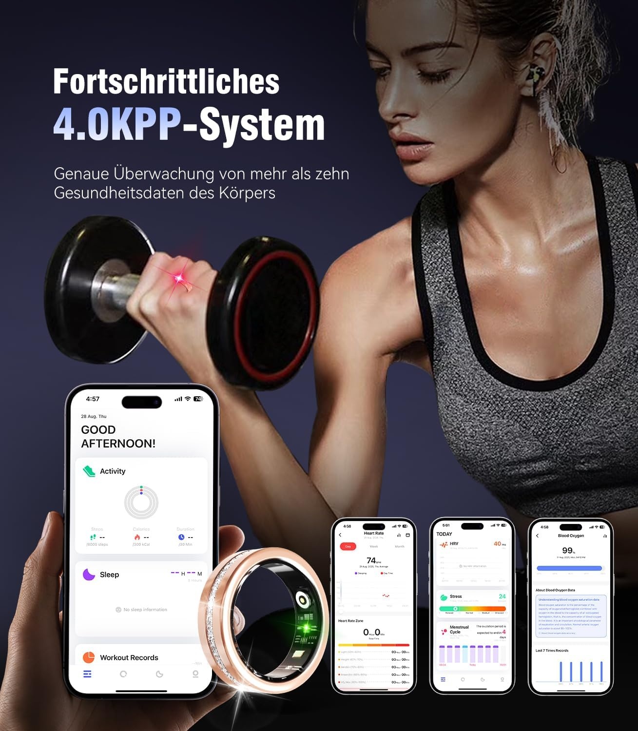 Slimme Ring Goud | Fitness Tracker | Slaap | SpO2 | IP68 Waterdicht | 59% Korting