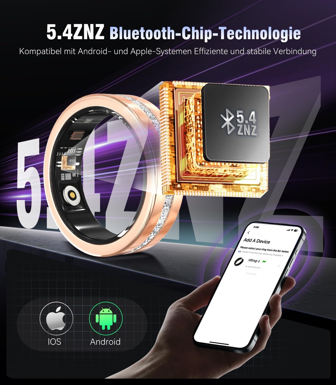 Slimme Ring Goud | Fitness Tracker | Slaap | SpO2 | IP68 Waterdicht | 59% Korting