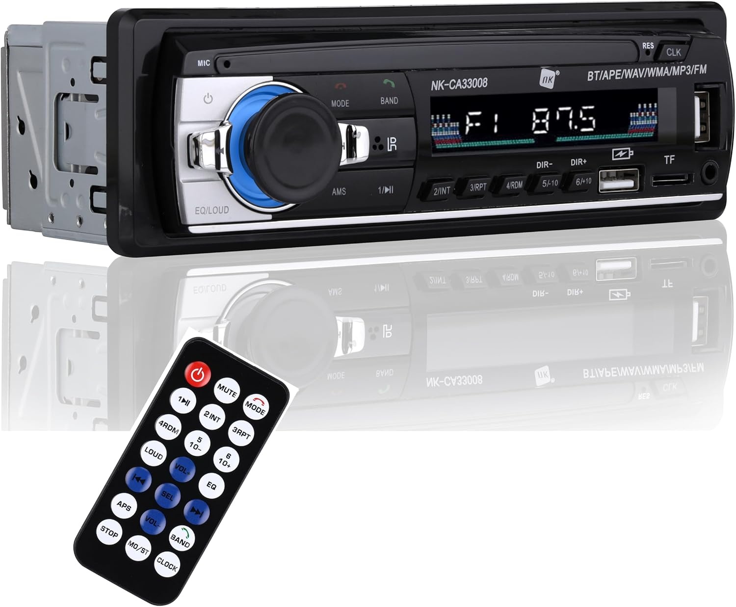 NK AutoRadio - Bluetooth Handsfree 4.0, AUX Functie, MP3 Speler en Dubbele USB Poort, FM Stereo Geluid, Handsfree Bellen, Afstandsbediening, LCD Scherm, iOS & Android