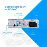 NK AutoRadio - Bluetooth Handsfree 4.0, AUX Functie, MP3 Speler en Dubbele USB Poort, FM Stereo Geluid, Handsfree Bellen, Afstandsbediening, LCD Scherm, iOS & Android