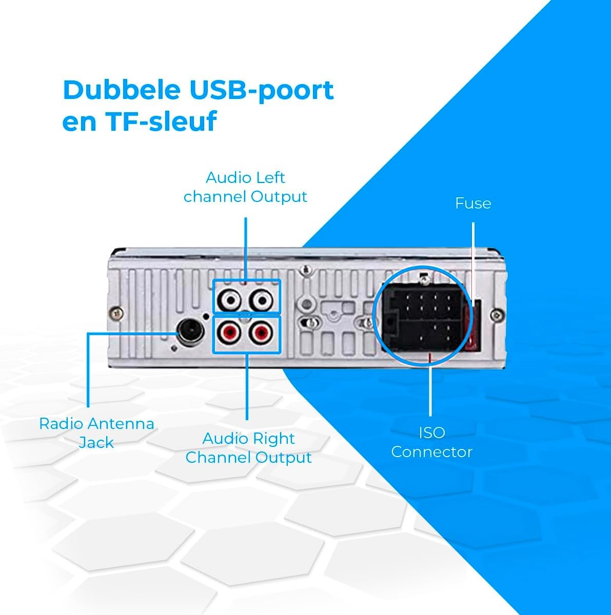 NK AutoRadio - Bluetooth Handsfree 4.0, AUX Functie, MP3 Speler en Dubbele USB Poort, FM Stereo Geluid, Handsfree Bellen, Afstandsbediening, LCD Scherm, iOS & Android