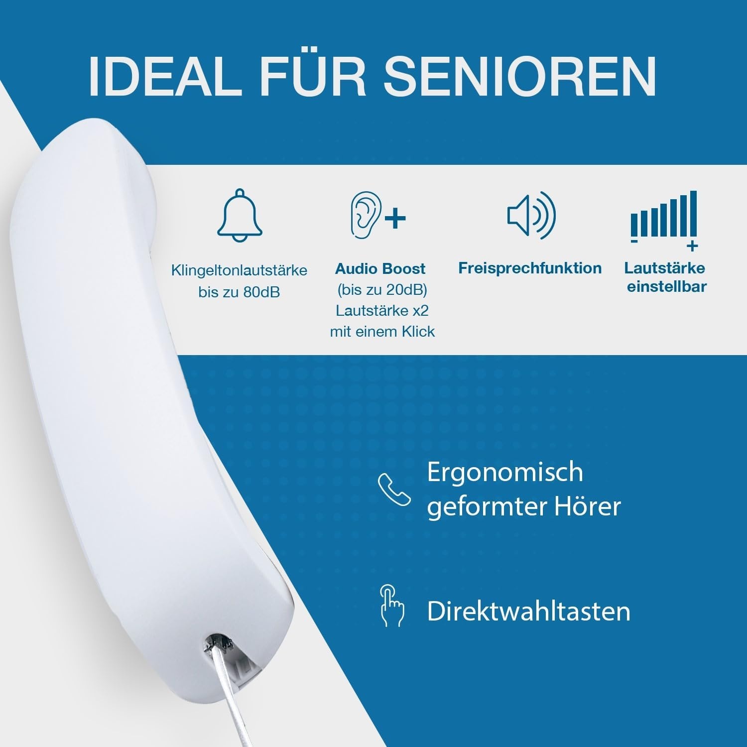 Alcatel Tmax 10 Kabel Gebonden Telefoon voor Senioren, Wit, 1 Stuk