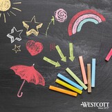 Westcott Krijt 100 stuks gekleurd | Voordeelverpakking Schoolbordkrijt met 1,2 cm ↓ in felle kleuren | Stofarm en gemakkelijk af te vegen | 8,5 cm lange krijtstiften | E-744987 00