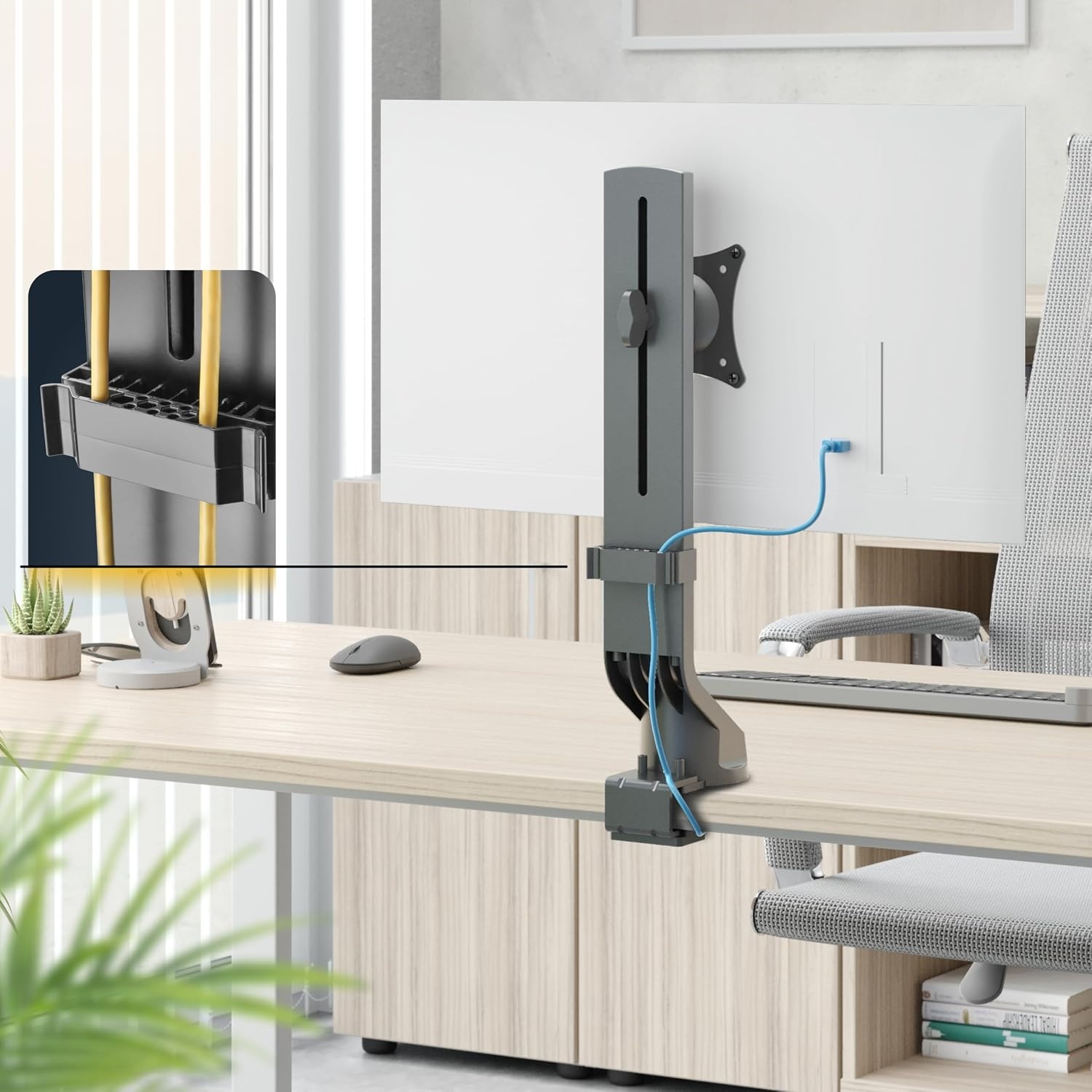 RICOO Monitor Mount TS2011 Mounting for flat screens with 17-27 inch with max VESA-Norm 100x100 bracket arm for desk-top or Workstation surface PC screen stand in Black