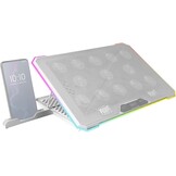 Mars Gaming MNBC13, Laptop Stand and Cooling Base for Notebooks up to 17", ARGB Lighting 10 Modes, 13x Fans with White LED, Adjustable 8 Positions, LCD Display, Smartphone Stand, White