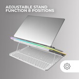 Mars Gaming MNBC13, Laptop Stand and Cooling Base for Notebooks up to 17", ARGB Lighting 10 Modes, 13x Fans with White LED, Adjustable 8 Positions, LCD Display, Smartphone Stand, White